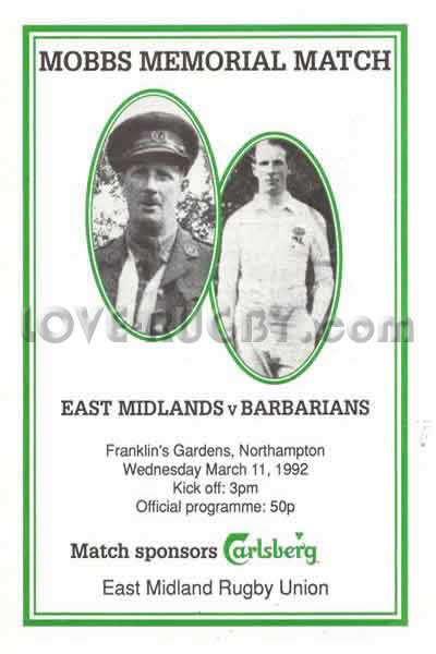 1992 East Midlands v Barbarians  Rugby Programme